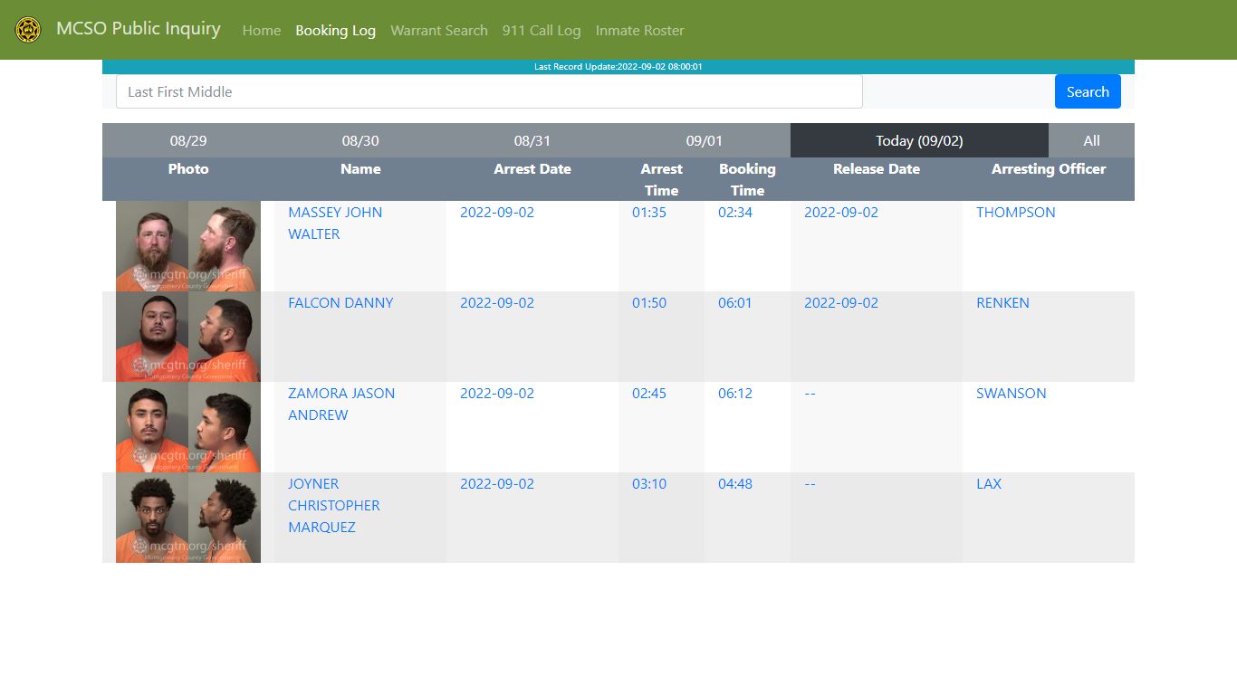 MCSO Public Inquiry: Booking Log - api.mcgtn.org